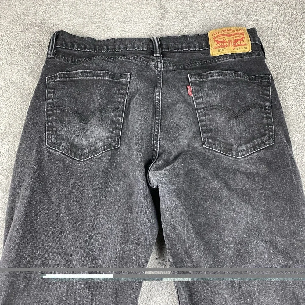 Levis 514 Straight Jeans Mens 34x31 Black Mid Rise Denim‎